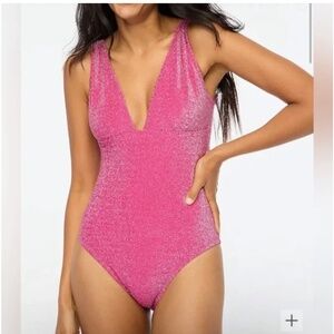 NWT J. CREW J.Crew Factory Shimmer V-Neck One Piece Swimsuit in Iris Size Small